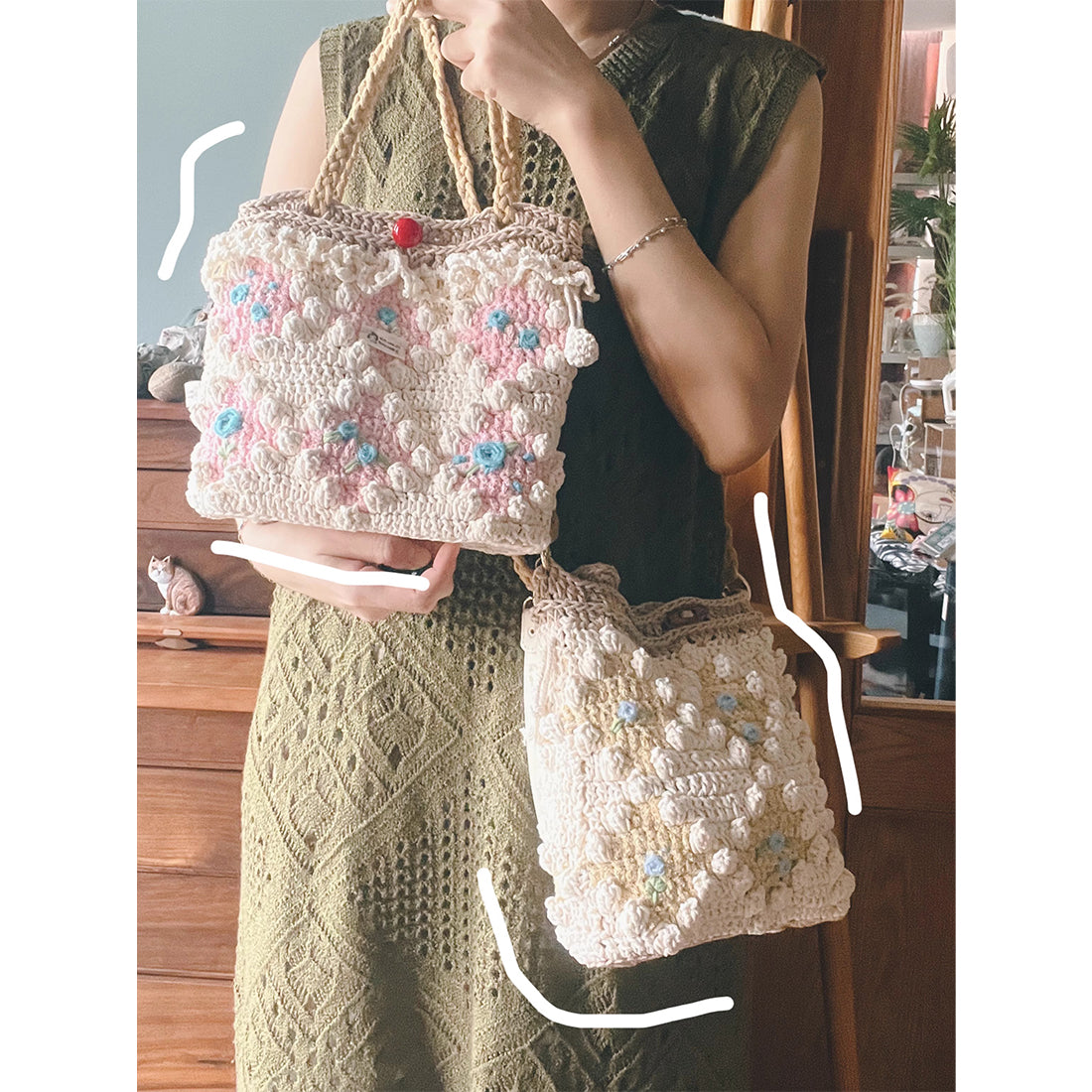 'The Story of Roses' French Style Floral Crochet Bag Kit