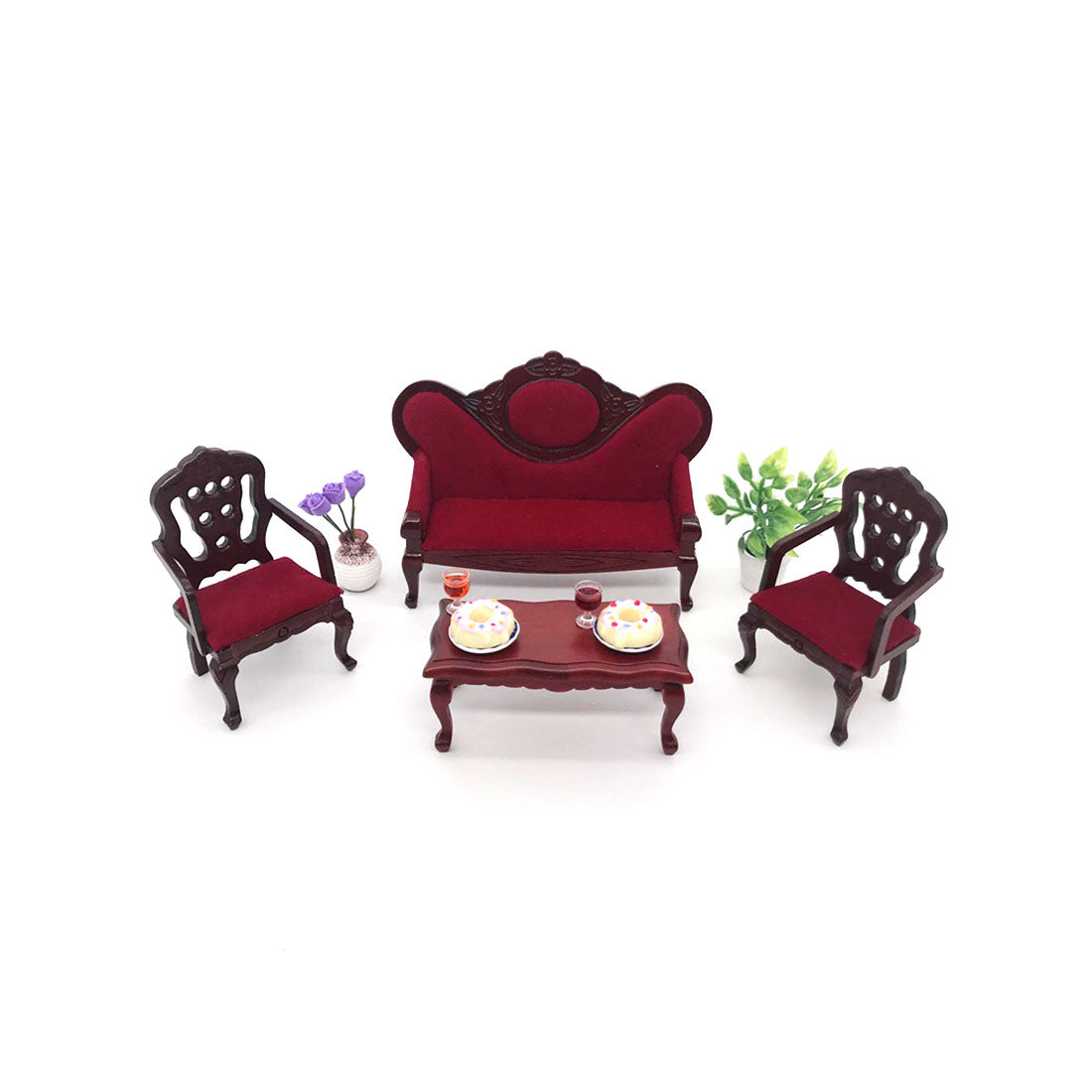 1:12 Mini Wooden Furniture Set for for Miniature Scene Models Western European medieval vintage furniture ornaments Dollhouse