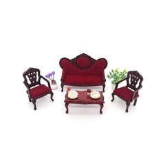 1:12 Mini Wooden Furniture Set for for Miniature Scene Models Western European medieval vintage furniture ornaments Dollhouse