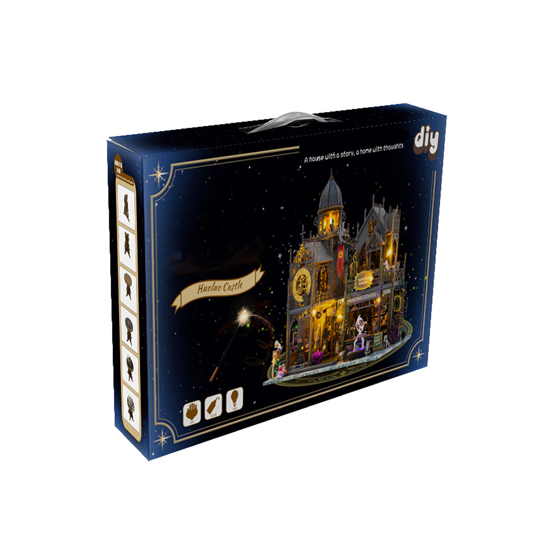 3D Wooden Miniature Huoluo Castle Assembly Model Kit with LED Lights
