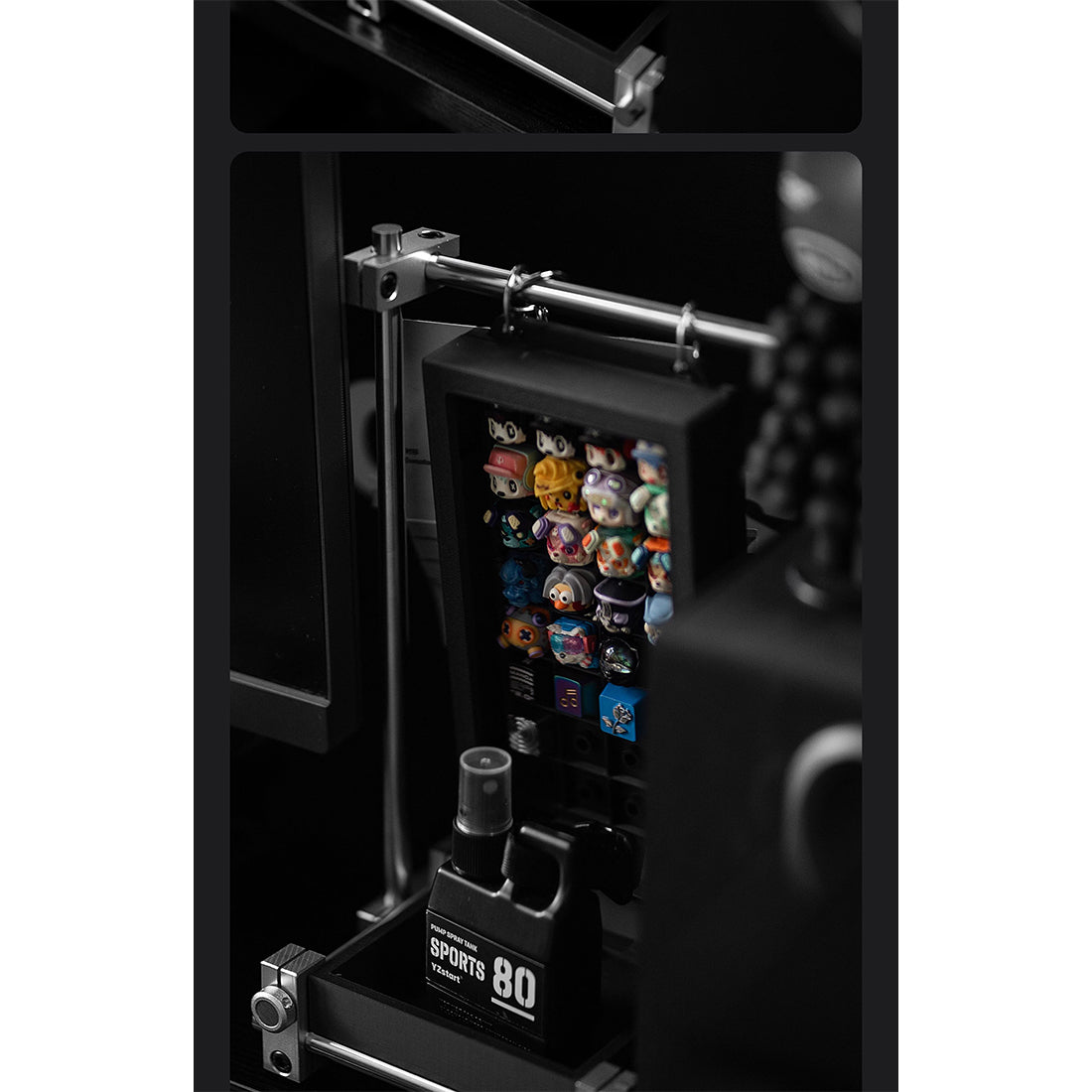 Axis32 Metal Optical-Switch Storage Box, Magnetic Display Rack with Black Silicone Pillar