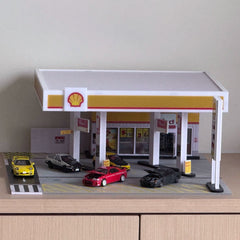 1/64 Scale Shell Gas Station Building Scene Model (Cars & Figures not Included)