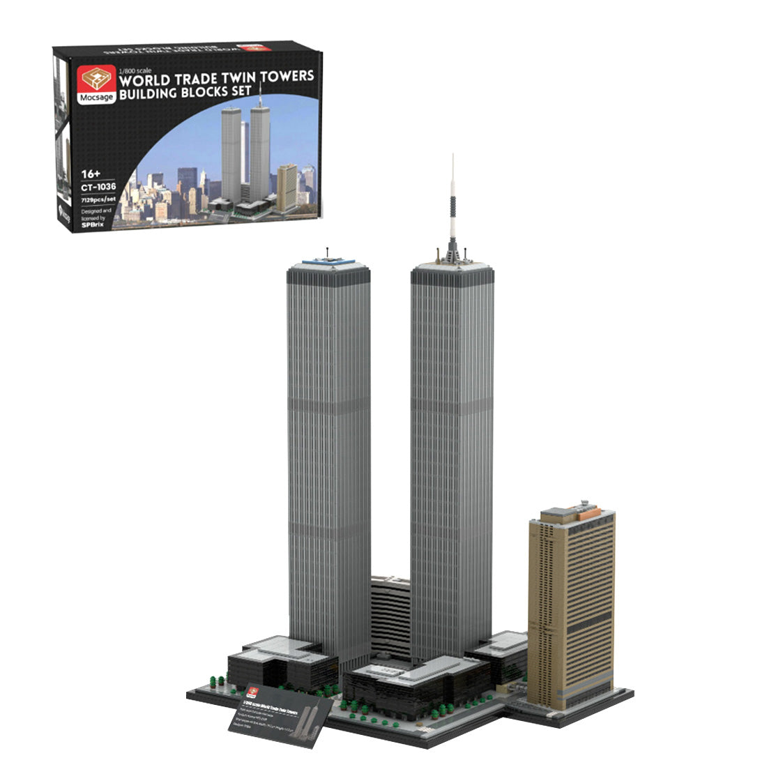 MOC-177998 1/800 Scale Landmark Architecture Twin Towers Street Scene DIY Assembly Building Blocks Set (7129PCS)