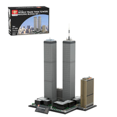 MOC-177998 1/800 Scale Landmark Architecture Twin Towers Street Scene DIY Assembly Building Blocks Set (7129PCS)